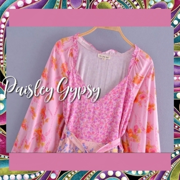 BOHEMIAN LOVE SHACK STYLE PINK FLORAL DRESS - Picture 4 of 16